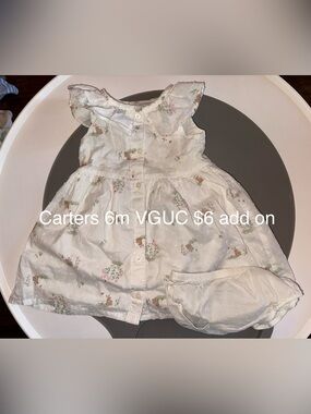 Carter's White Floral & Bunny Print Baby Dress